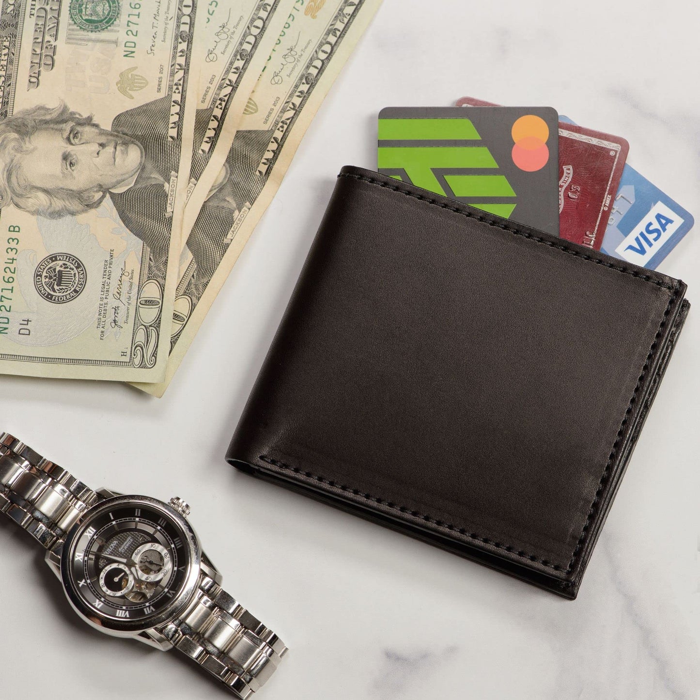 Premium Full-Grain Bridle Leather Bifold Wallet | TRUE Shift Crafted in USA