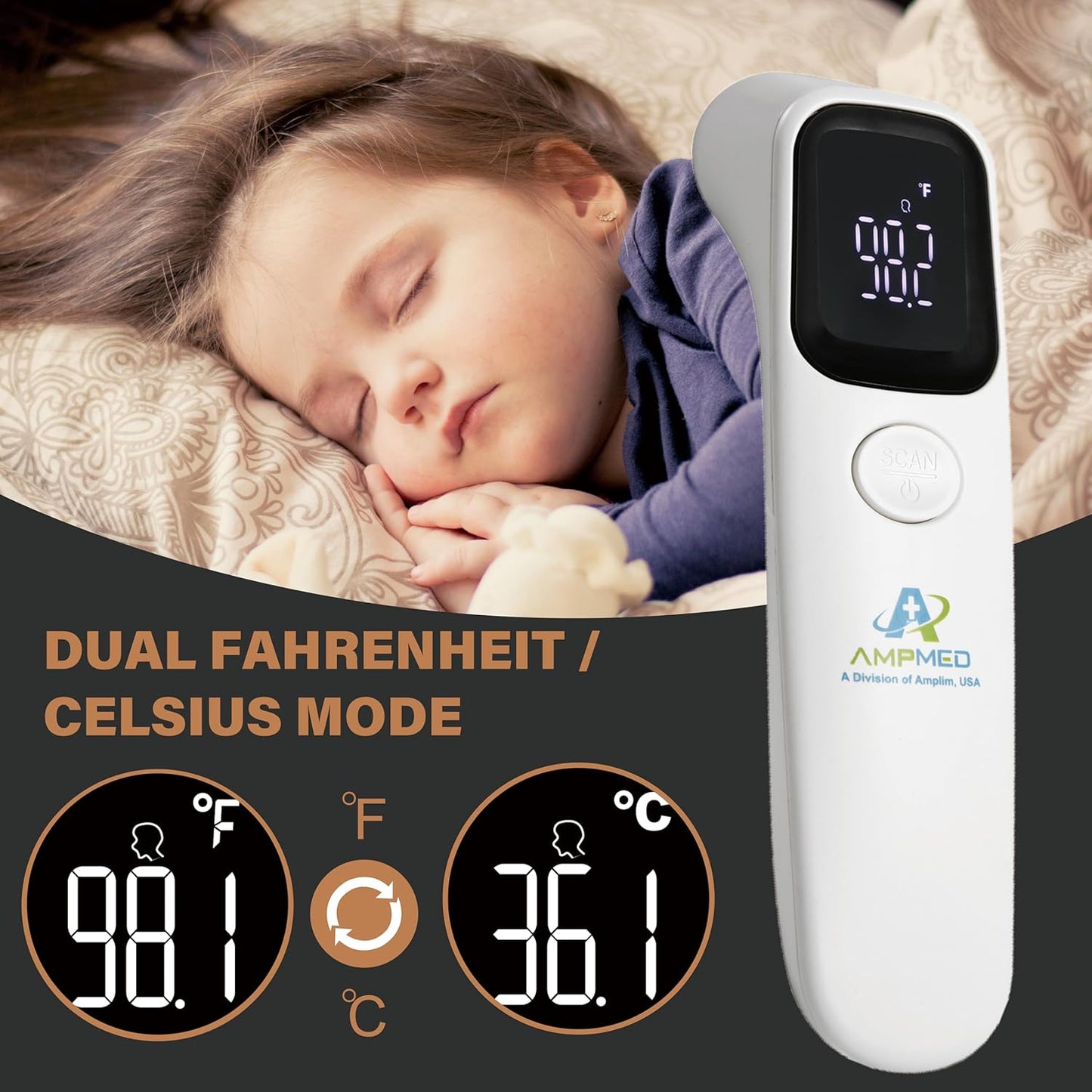 Amplim Forehead Thermometer: No-Touch Medical-Grade Infrared