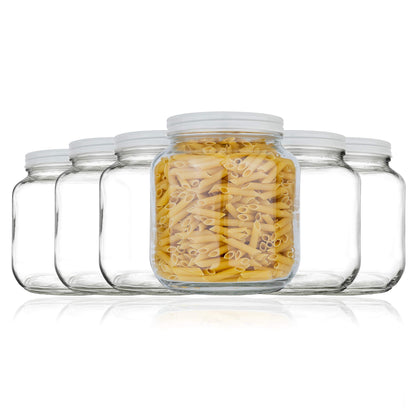Kitchentoolz 64 oz Glass Mason Jars with Airtight Metal Lids (6 Pack)