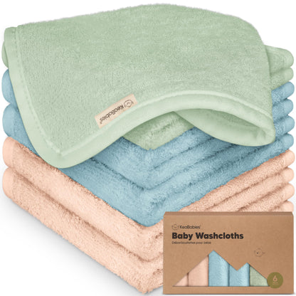 KeaBabies Bamboo Washcloths: 500GSM Ultra-Soft 6-Pack