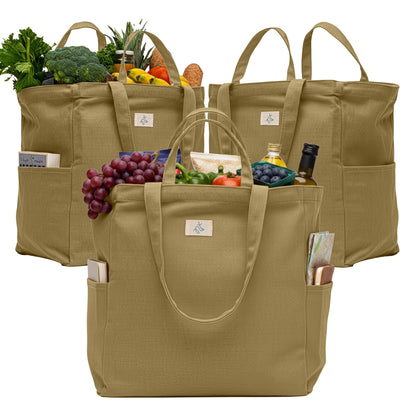 Nook Theory 3-Pack Reusable Cotton Canvas Grocery Bags (12 oz)