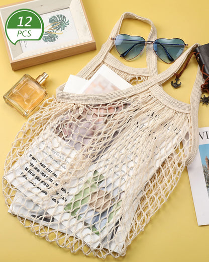 Eccliy 12-Piece Reusable Cotton Mesh Grocery and Produce Bags