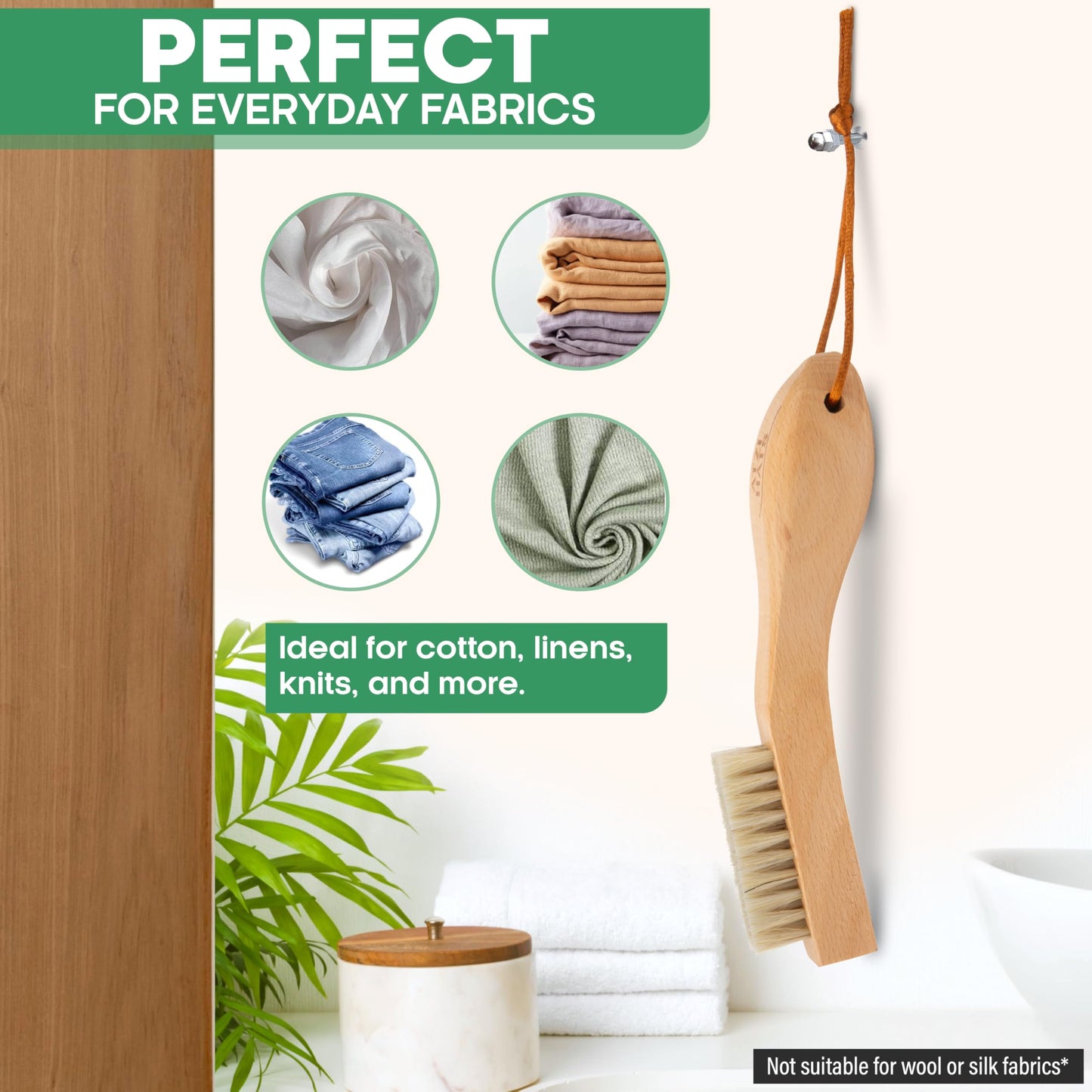 Atzi Hats Natural White Boar Bristle Laundry & Stain Scrubber