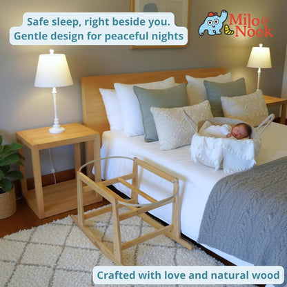 Milo & Nook Baby Moses Basket Stand: Solid Pine Wood Structure