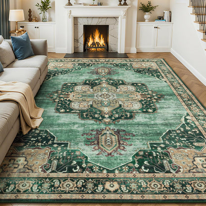 Vibrug Coastal Medallion OEKO-TEX Certified Washable Area Rug