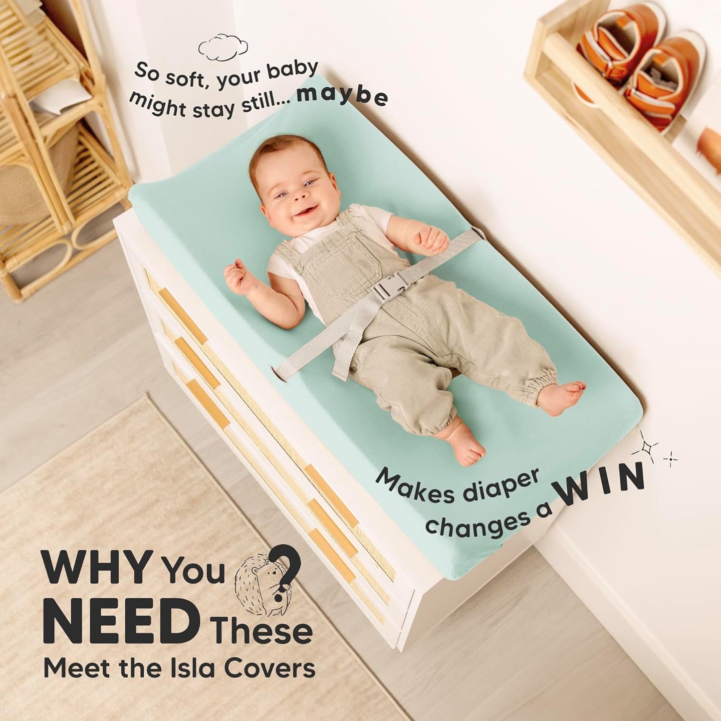 Soothe 100% GOTS-Certified Organic Cotton Changing Pad Covers (2-Pack)