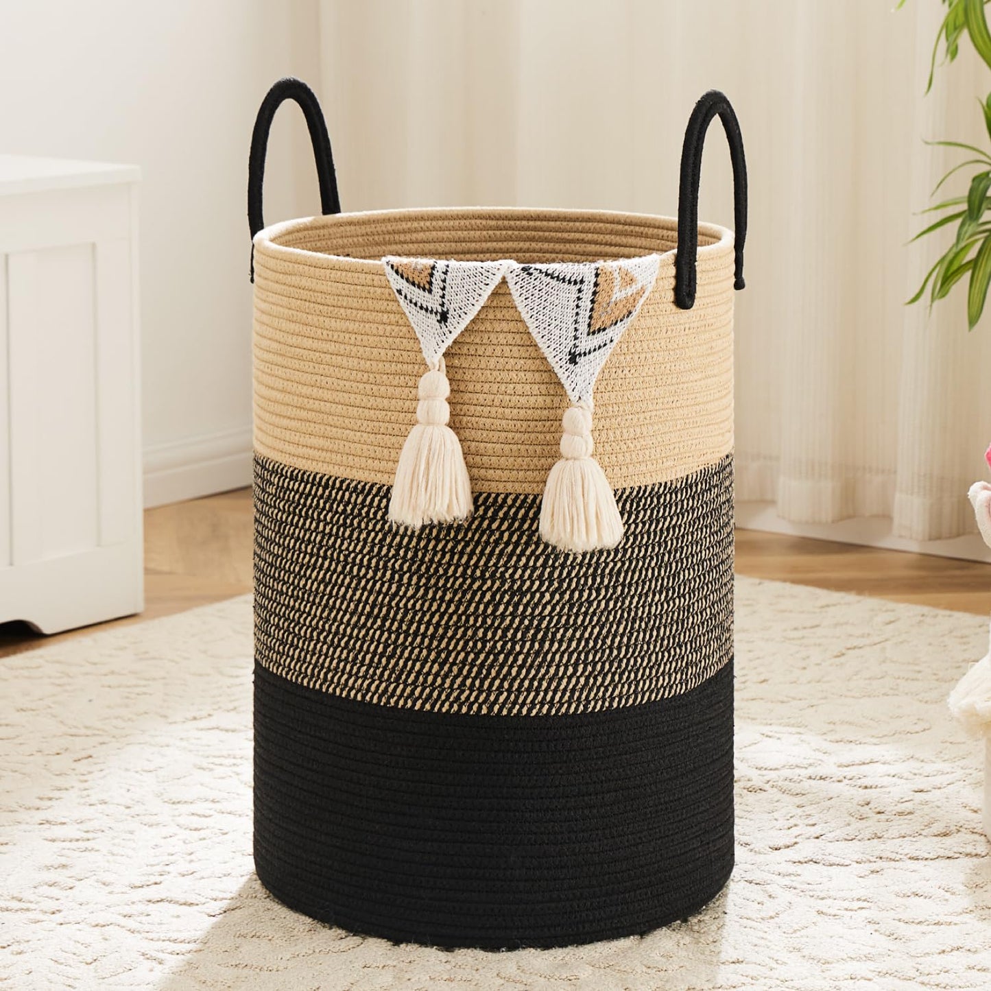 Artfeel 60L Handwoven Natural Cotton Rope Laundry Hamper