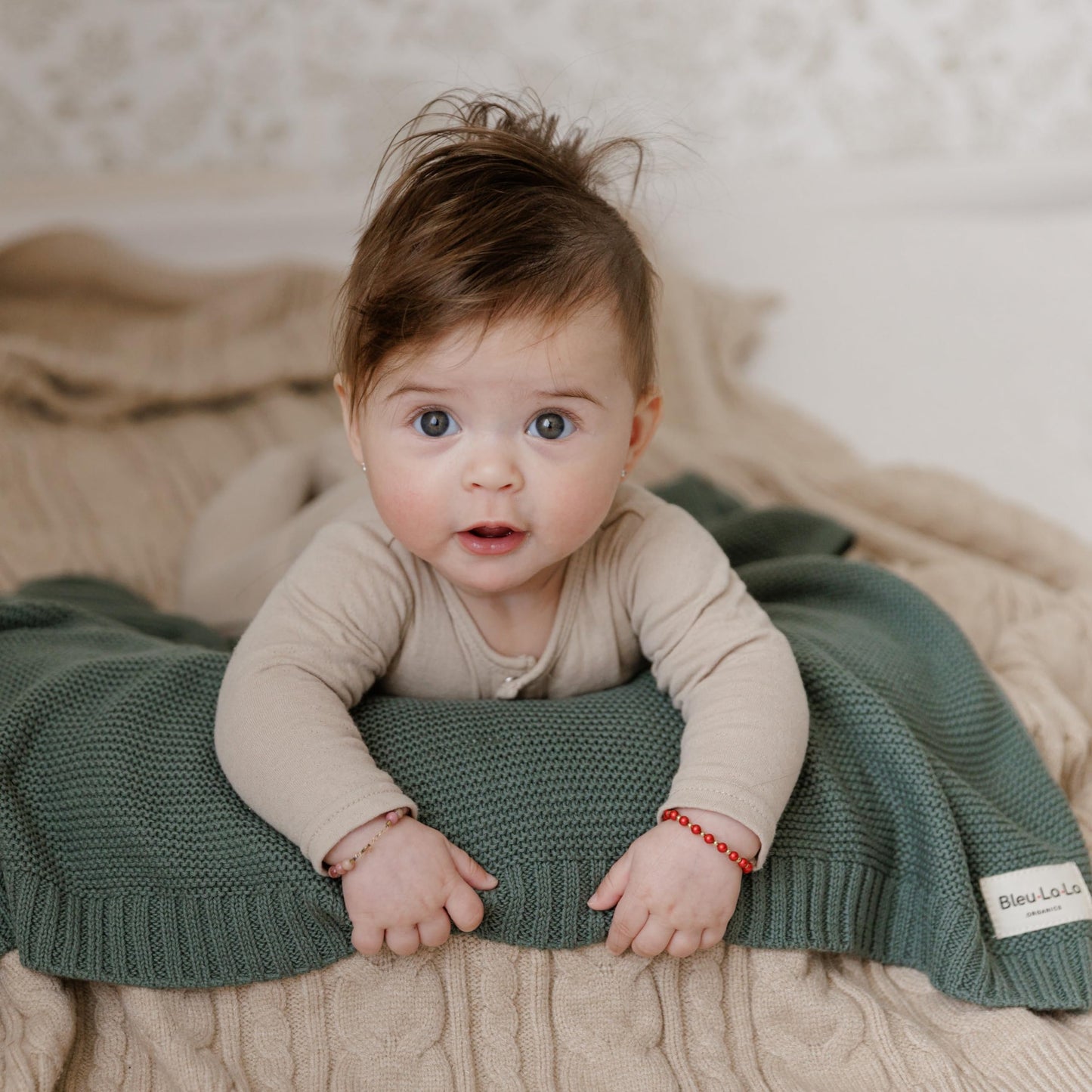 Bleu La La Heritage Knit Blanket: 100% Organic Cotton Luxury