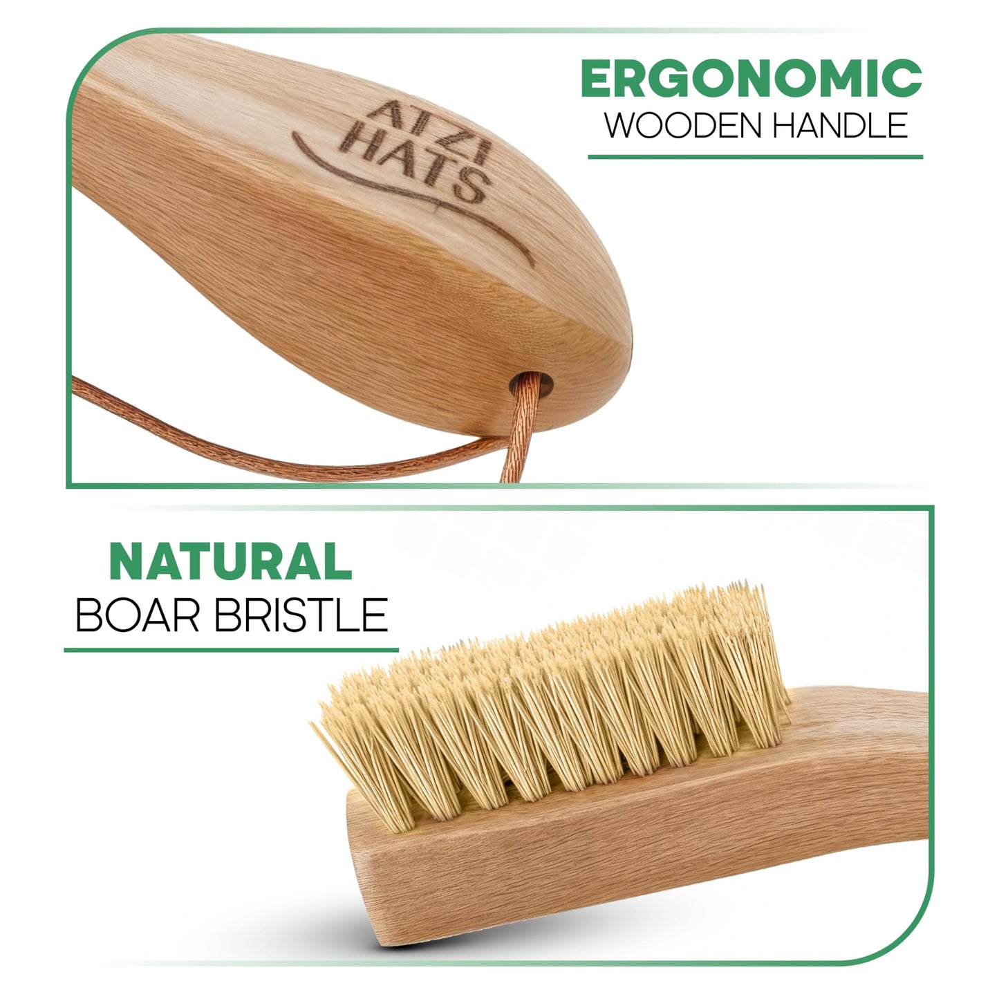 Atzi Hats Natural White Boar Bristle Laundry & Stain Scrubber