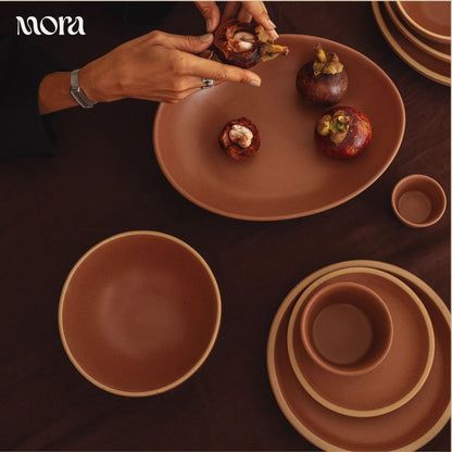 Mora Medium Ceramic Bowls, Set of 4 (28 oz, Oat)