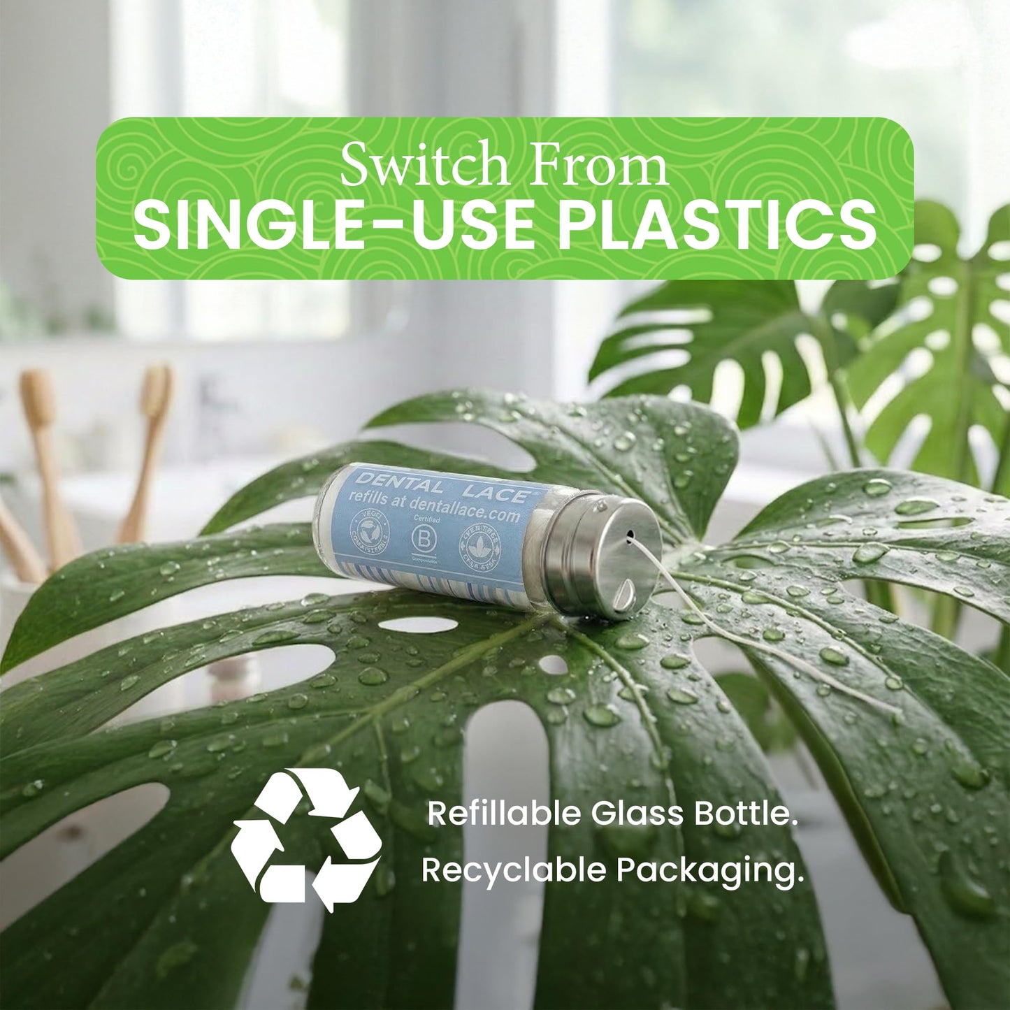 Refillable Silk Dental Floss, PFAS-Free, Glass Container – Dental Lace