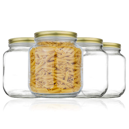 Kitchentoolz 64 oz Glass Mason Jars with Airtight Metal Lids (6 Pack)