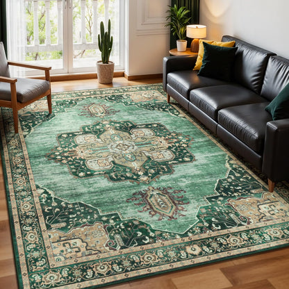 Vibrug Coastal Medallion OEKO-TEX Certified Washable Area Rug
