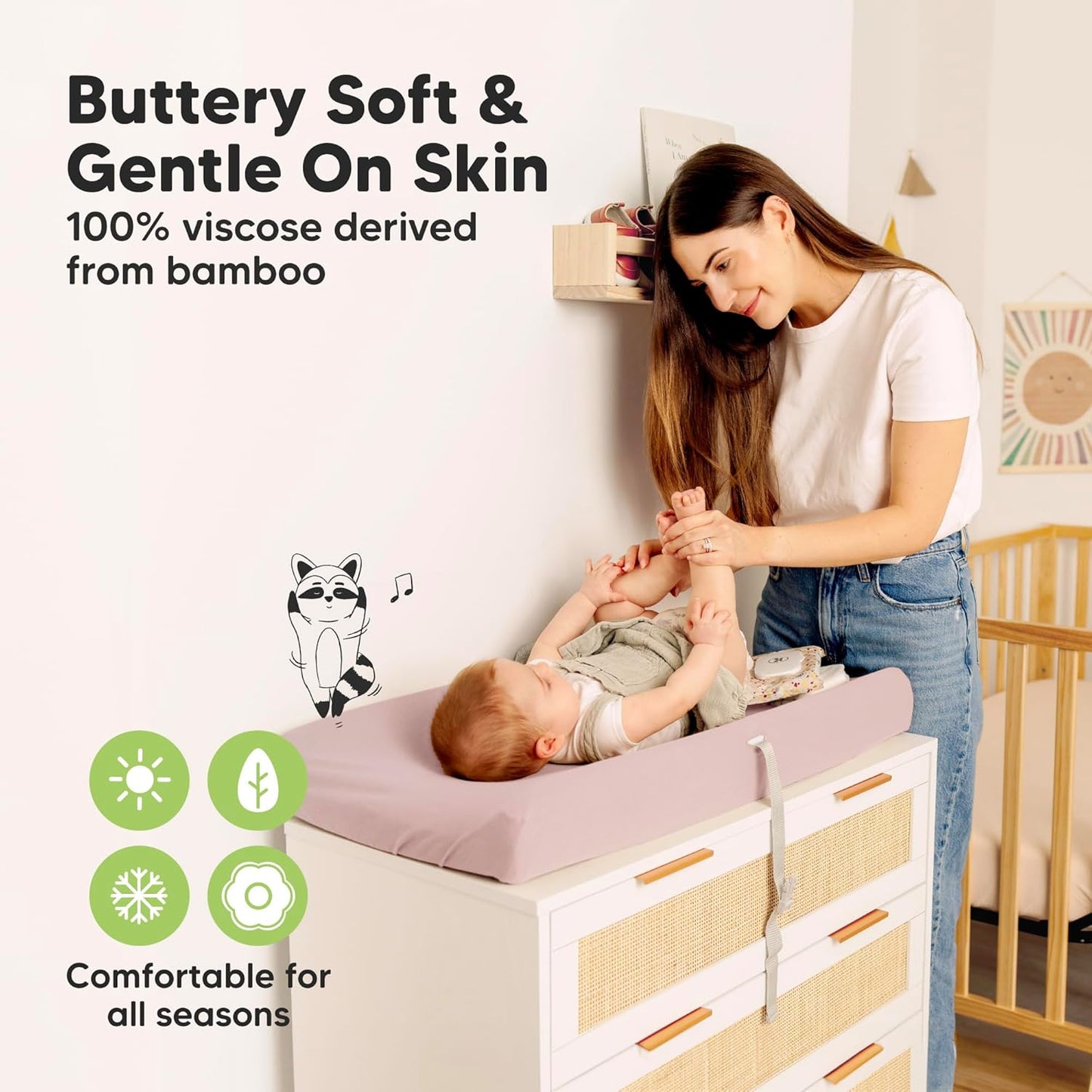 Soothe 100% GOTS-Certified Organic Cotton Changing Pad Covers (2-Pack)