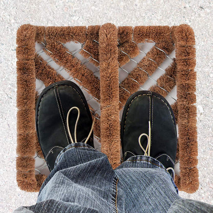 NINAMAR Natural Coir Boot Scraper Door Mat (13 × 12 in) | TRUE Shift Eco Boot Scrubber Mat
