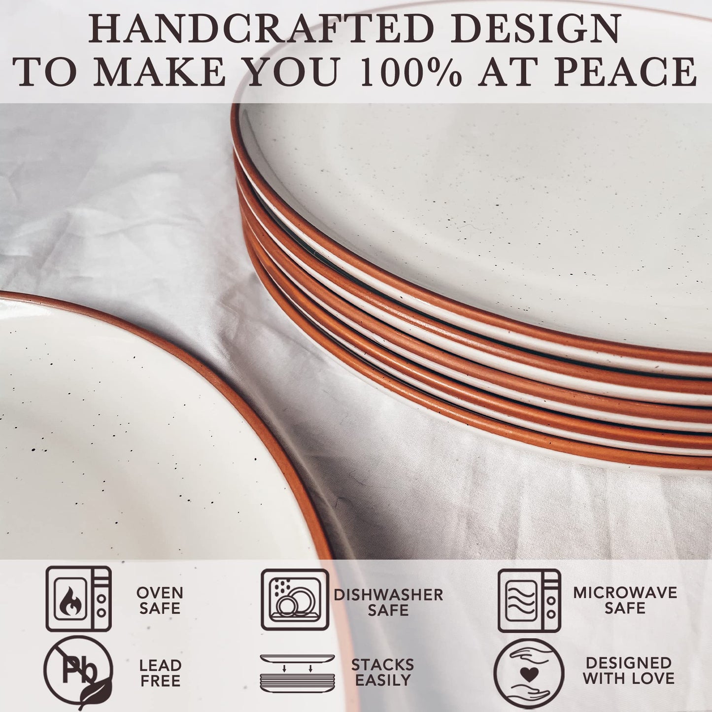 Mora Artisan Matte Ceramic Dinner Plates, Set of 6 (10 inch)