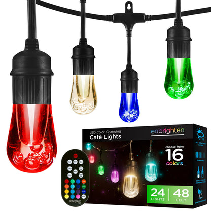 Enbrighten Lifetime LED String Lights: 48ft, Impact-Resistant Acrylic Bulbs, 80% Energy Savings