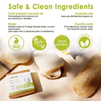 Miw Piw Vegan Dish Soap Bar – Large 6 oz, Plastic‑Free & Palm‑Oil Free