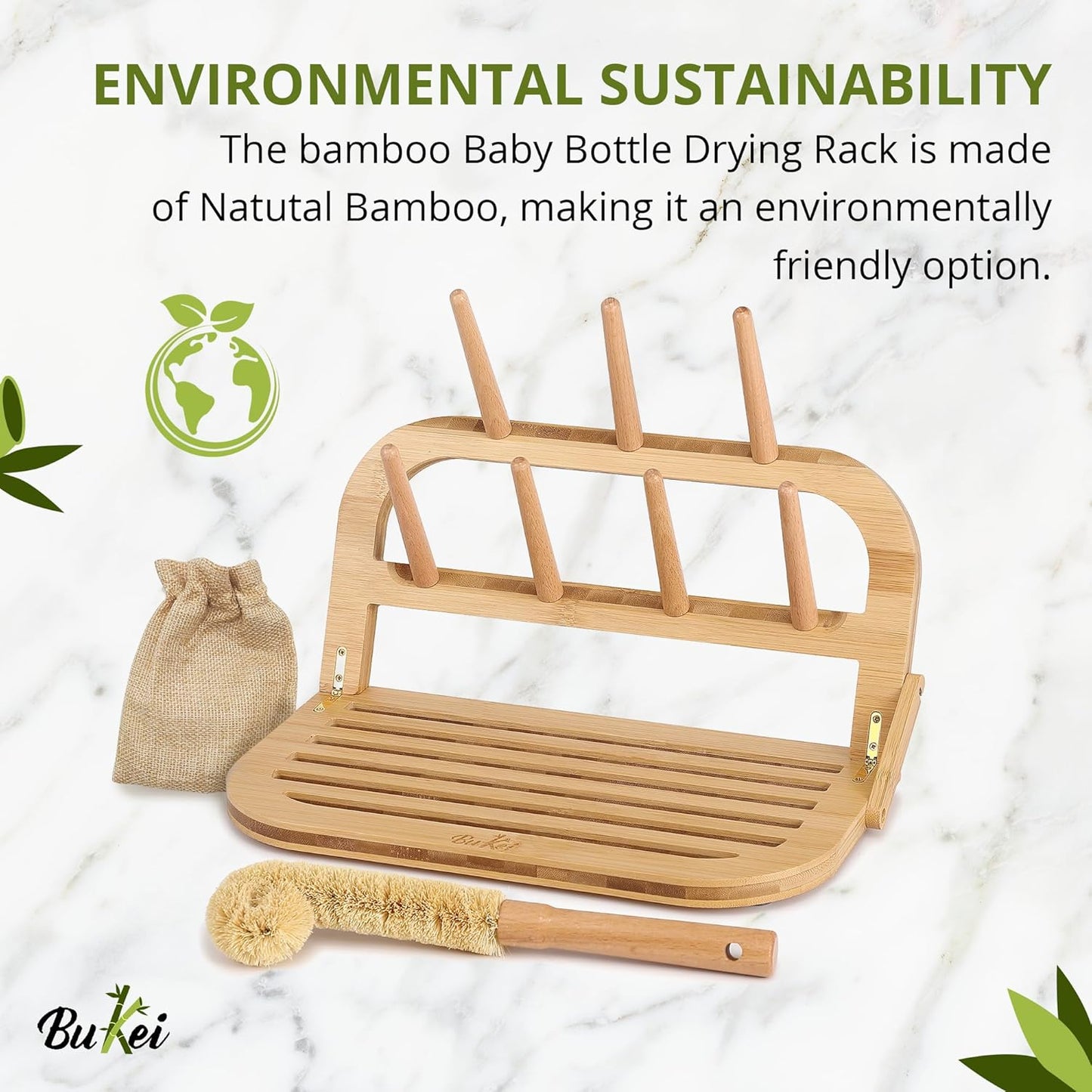 Bamboo Baby Bottle Drying Rack: Natural Space-Saving Wood Dryer