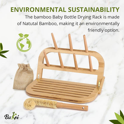 Bamboo Baby Bottle Drying Rack: Natural Space-Saving Wood Dryer