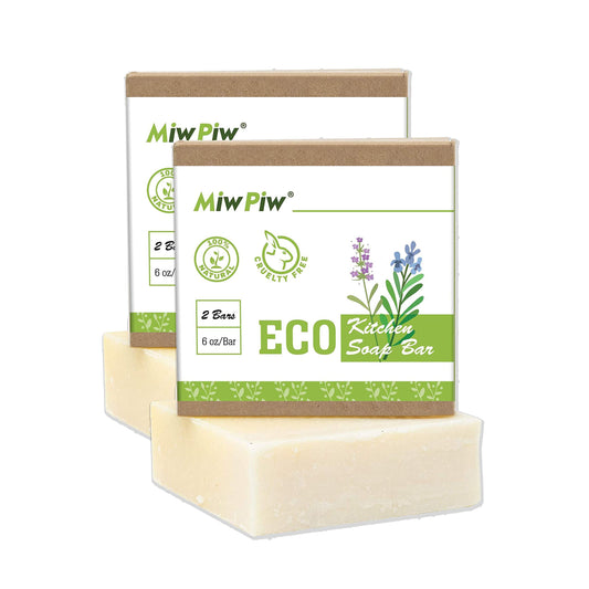 Miw Piw Vegan Dish Soap Bar – Large 6 oz, Plastic‑Free & Palm‑Oil Free