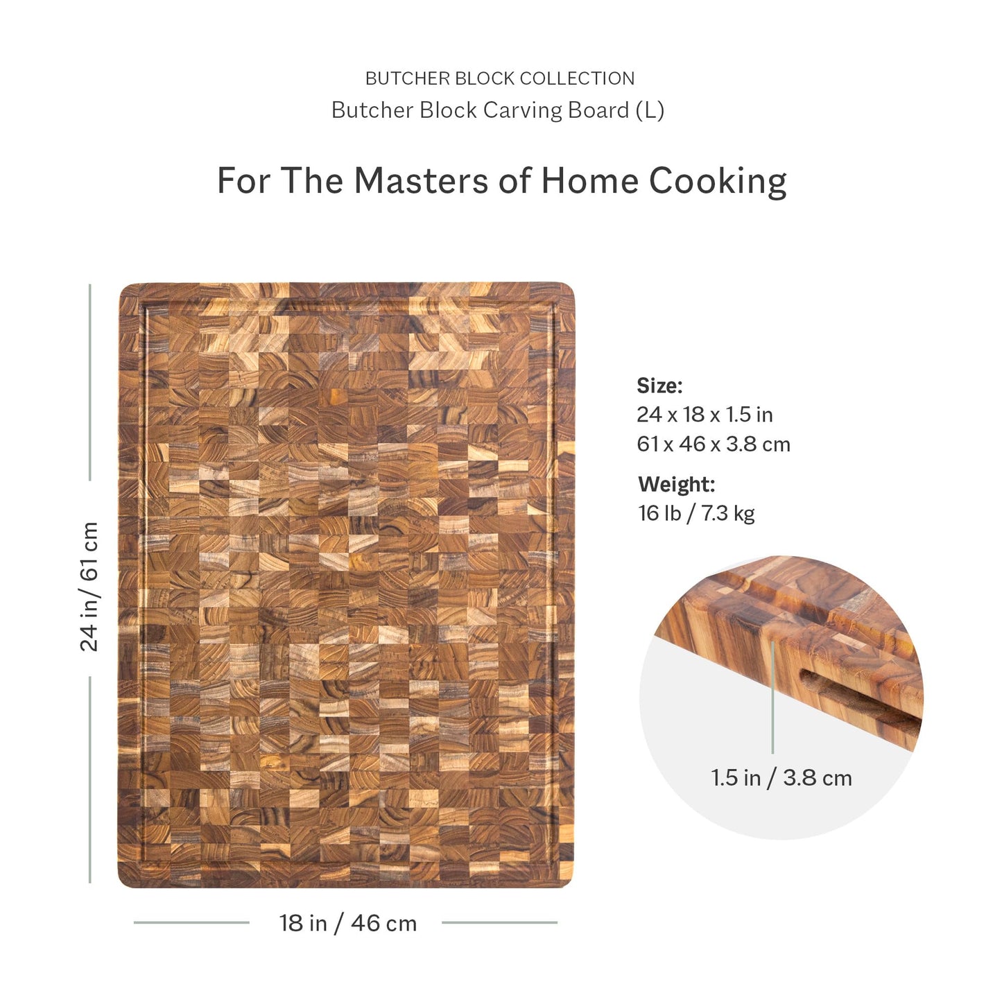 Teakhaus Butcher Block - Extra Large End-Grain Teak Cutting Board