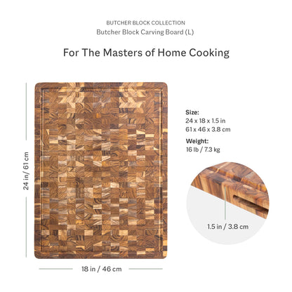 Teakhaus Butcher Block - Extra Large End-Grain Teak Cutting Board
