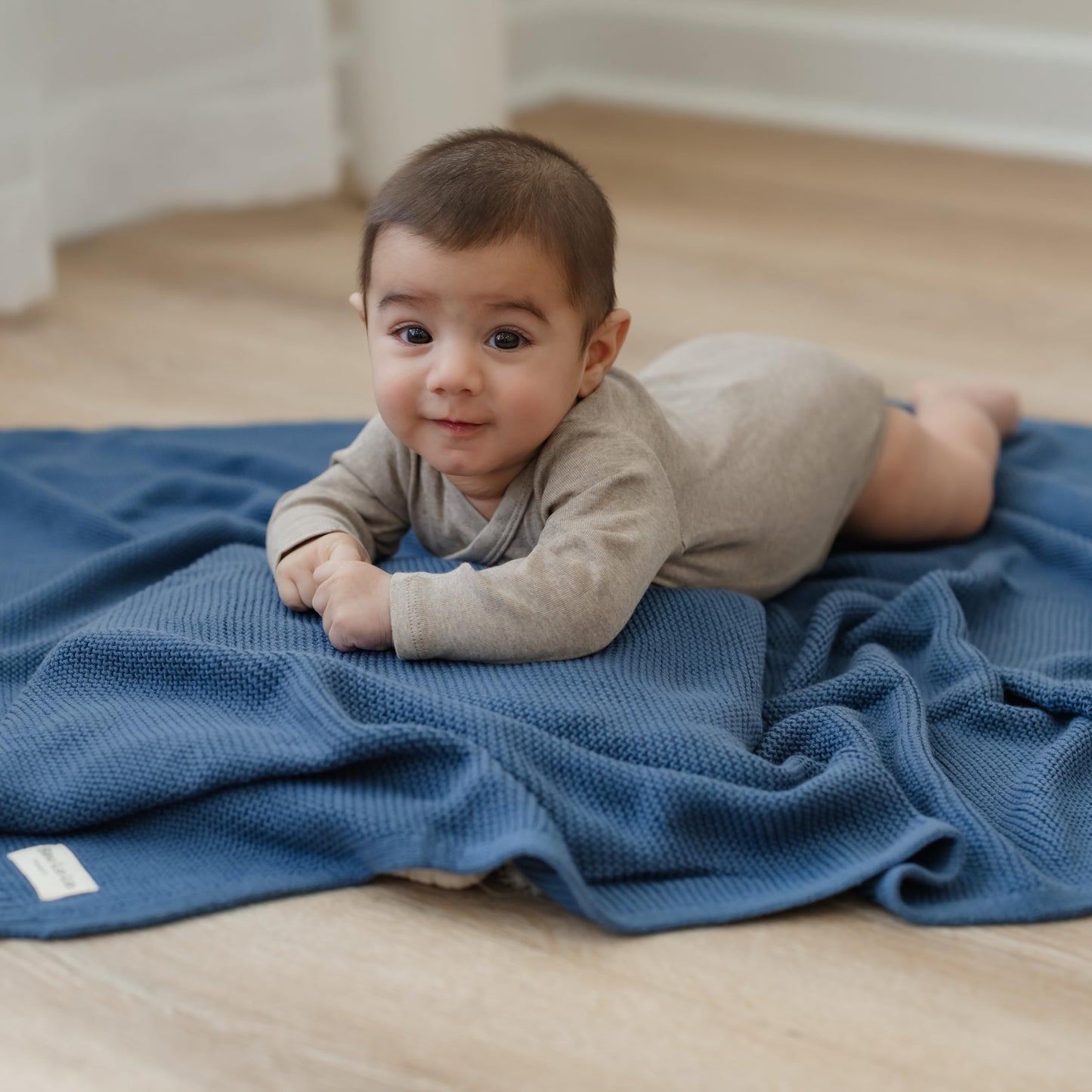 Bleu La La Heritage Knit Blanket: 100% Organic Cotton Luxury