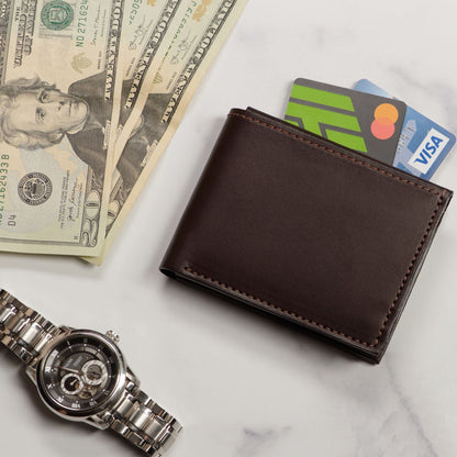 Premium Full-Grain Bridle Leather Bifold Wallet | TRUE Shift Crafted in USA