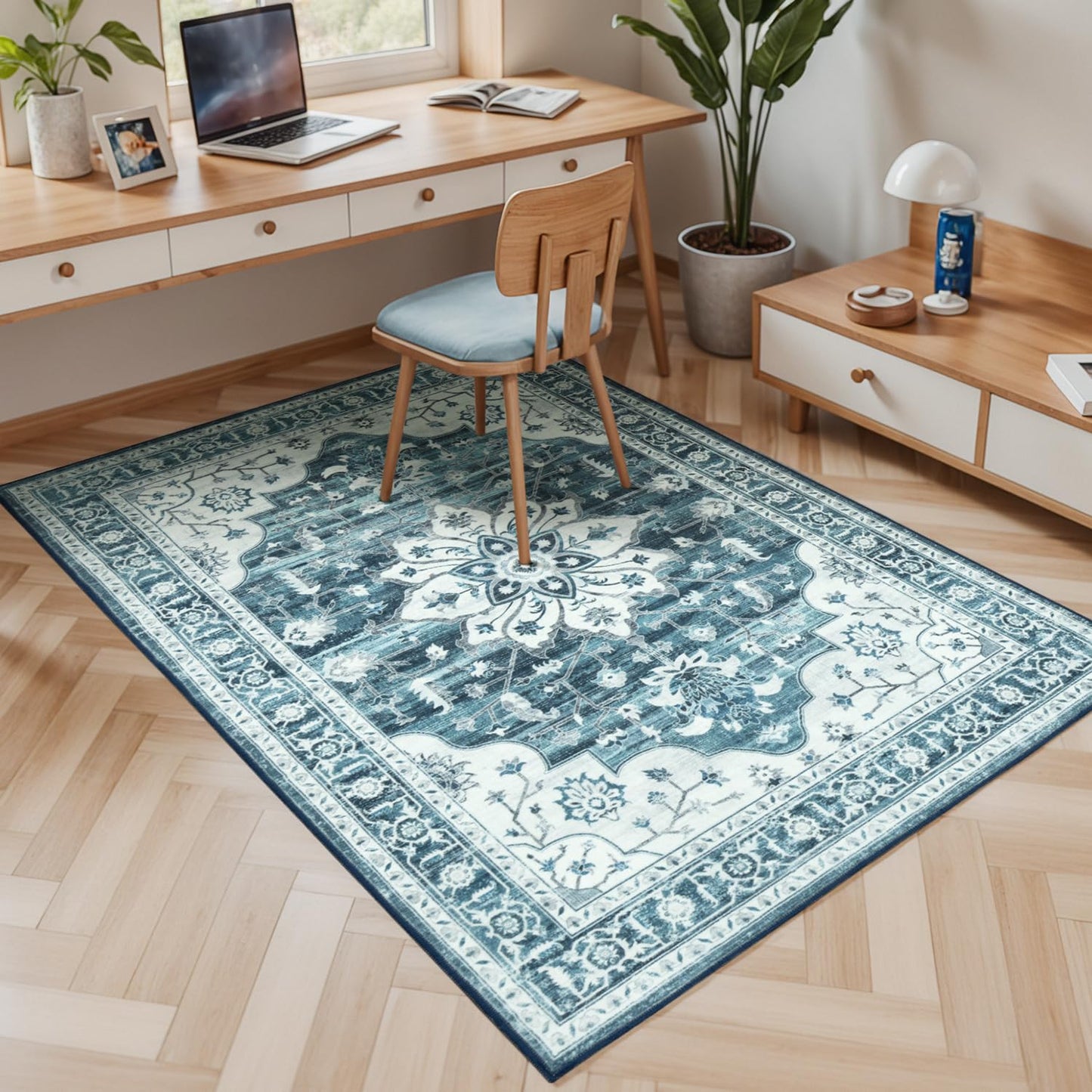 Vibrug Coastal Medallion OEKO-TEX Certified Washable Area Rug