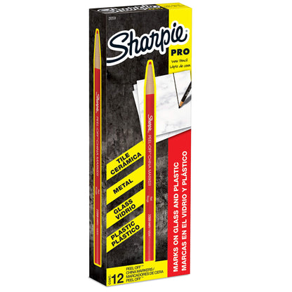 Sharpie Peel‑Off China Marker (12‑count Box) | TRUE Shift Grease Pencil for Plastic‑Free Marking