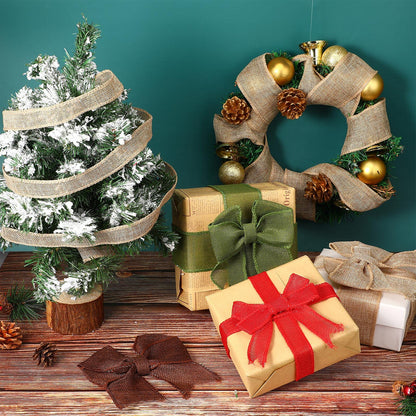 Extended 12-Yard Burlap Ribbon: Natural Wired Edge for Permanent, Handmade Bows & Garlands