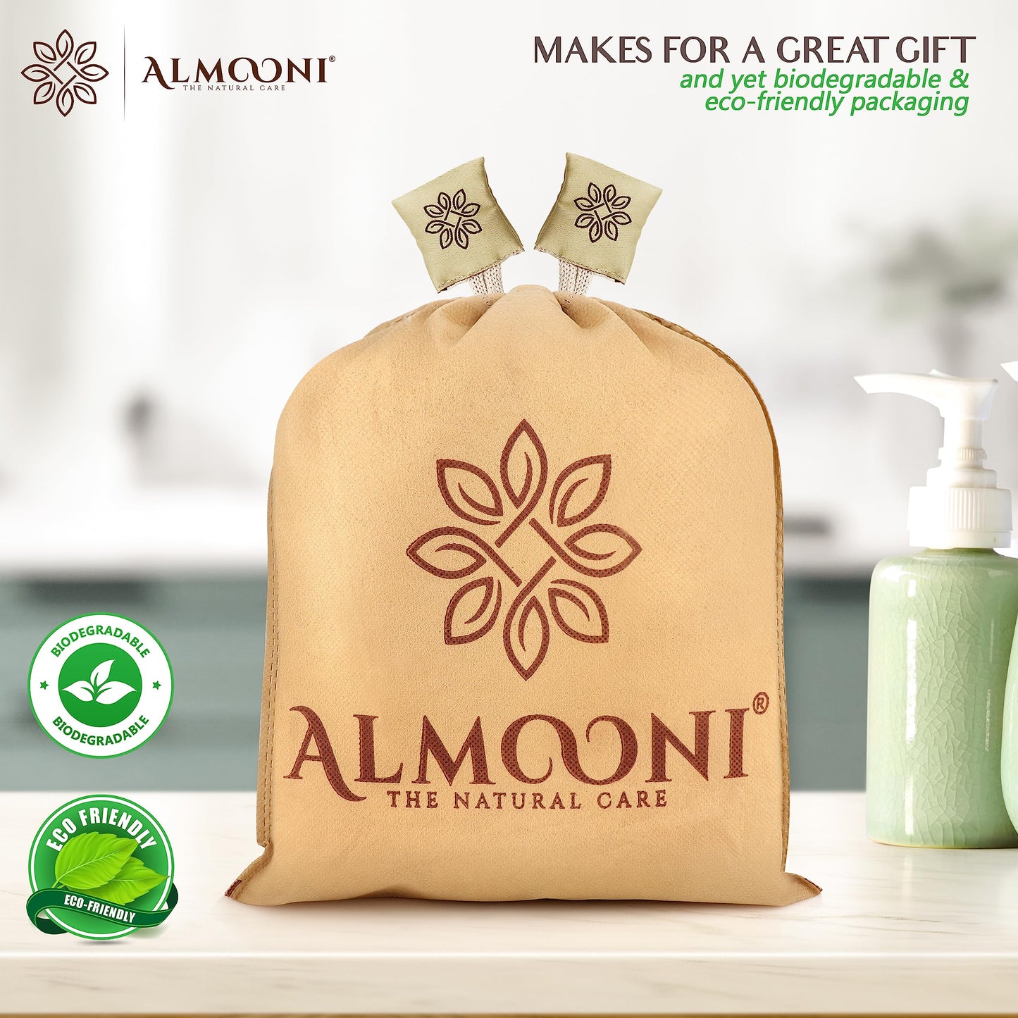 Almooni Natural Egyptian Loofah Exfoliating Body Scrubber (3-Pack)