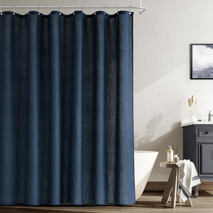 Naturoom Weighted Natural Flax Linen Shower Curtain Set