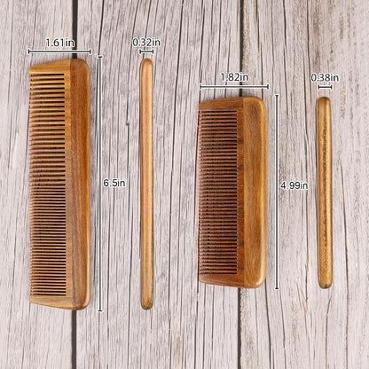Handmade Green Sandalwood Wooden Comb, Anti-Static & Vegan – Onedor