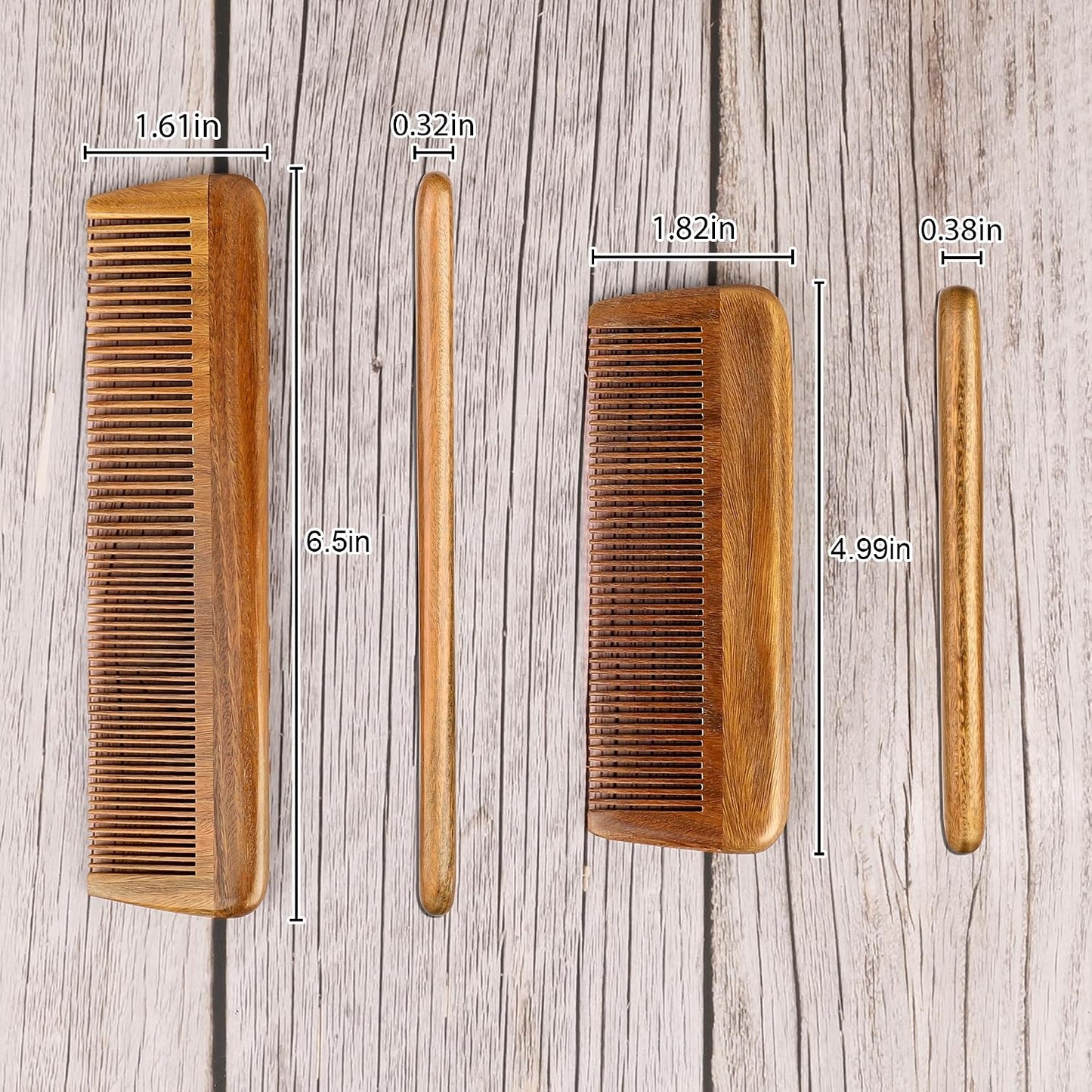 Handmade Green Sandalwood Wooden Comb, Anti-Static & Vegan – Onedor