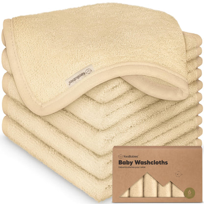 KeaBabies Bamboo Washcloths: 500GSM Ultra-Soft 6-Pack