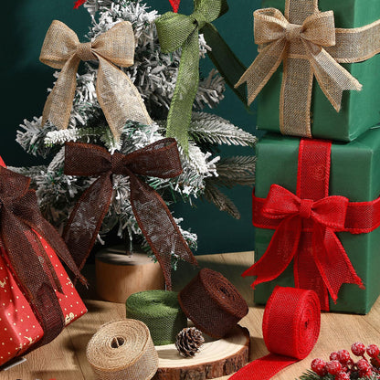 Extended 12-Yard Burlap Ribbon: Natural Wired Edge for Permanent, Handmade Bows & Garlands