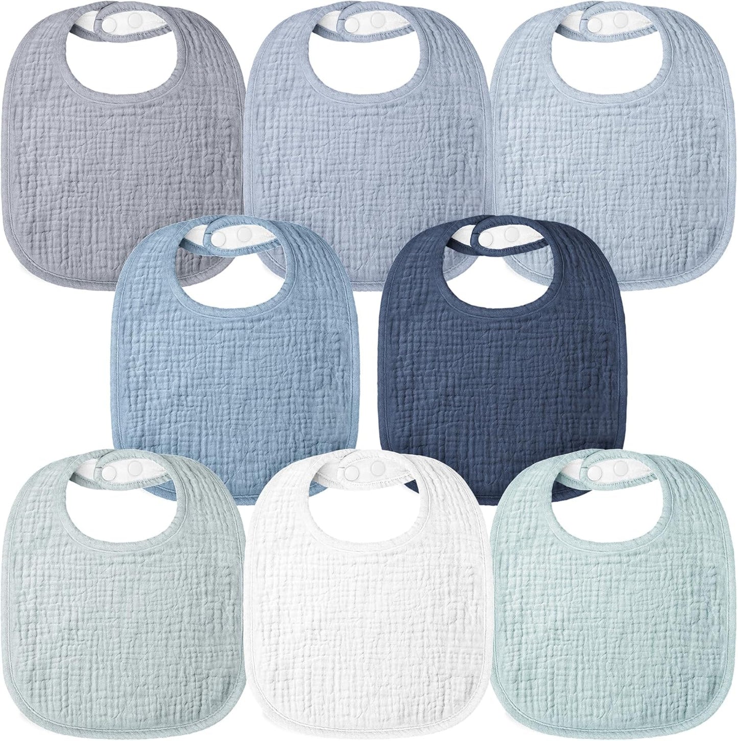 Bearmoss 100% Cotton Square Muslin Baby Drool Bibs (8-Pack)