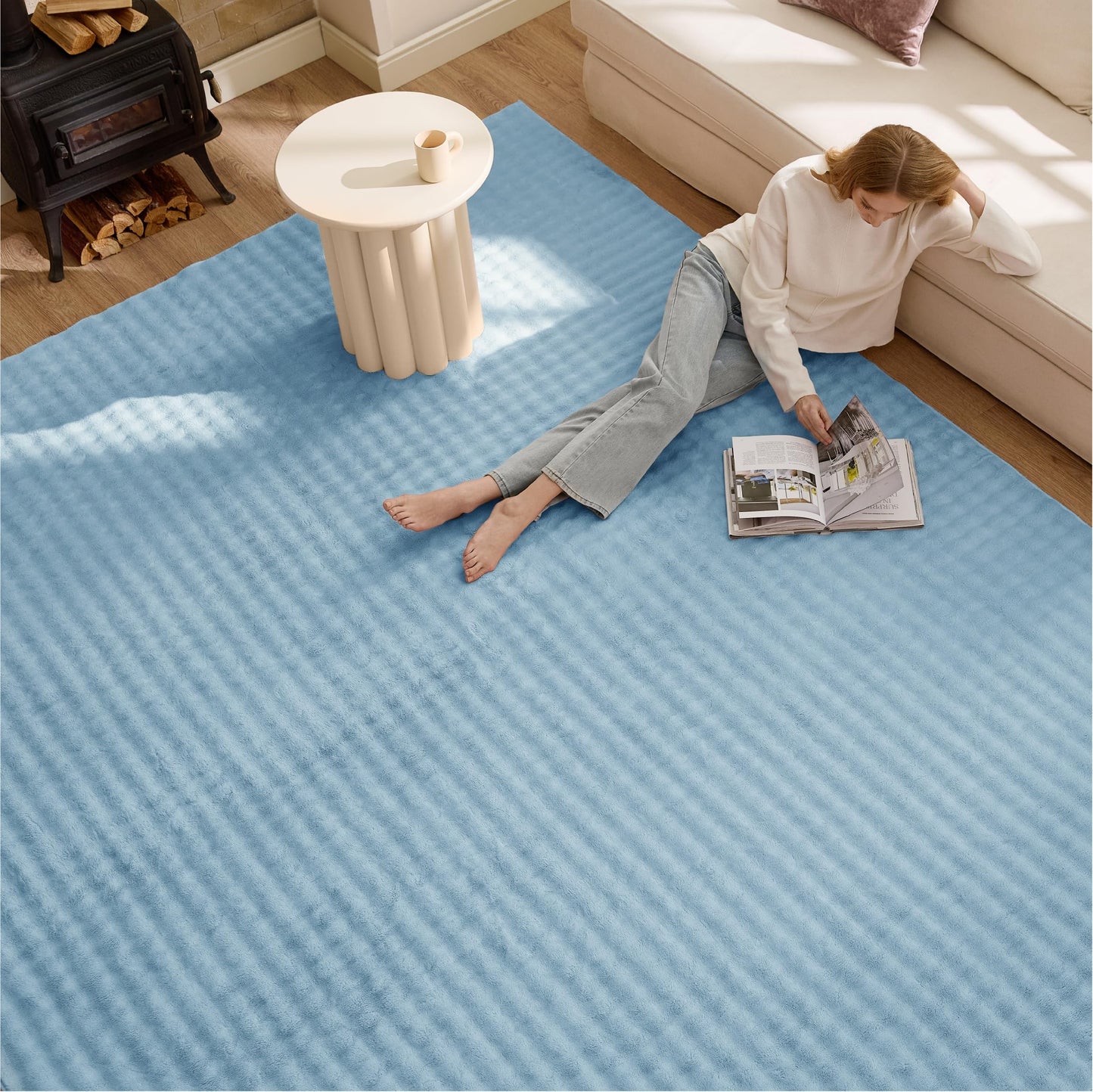 Bedsure OEKO-TEX Certified Machine Washable Faux Wool Area Rug