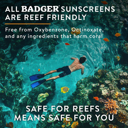 Badger Sport Mineral Sunscreen, Reef Safe, SPF 40, 98% Organic with Zinc Oxide, Water Resistant, Hawaii Reef Act 104 Compliant, Unscented & Hypoallergenic, For Sports & Adventures, 2.9 fl oz