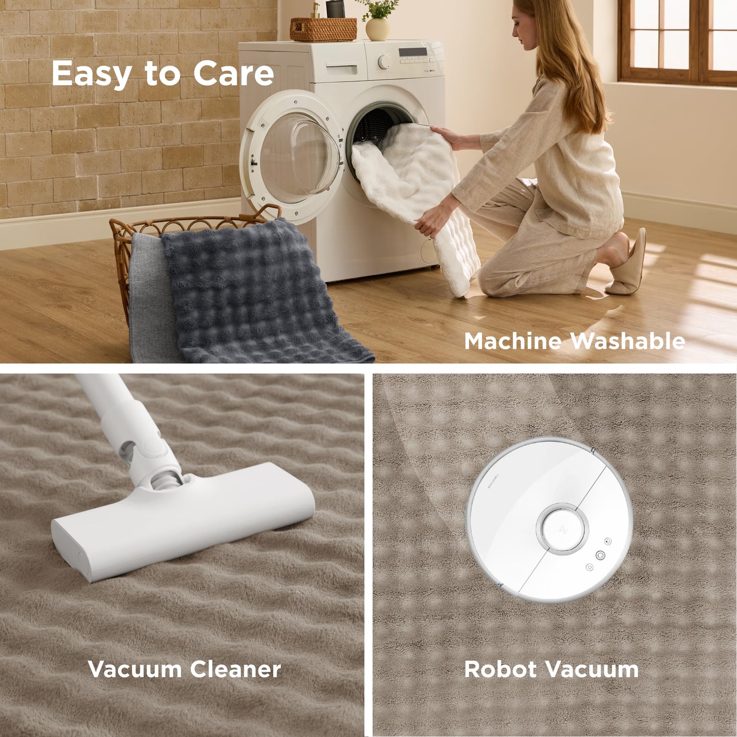 Bedsure OEKO-TEX Certified Machine Washable Faux Wool Area Rug