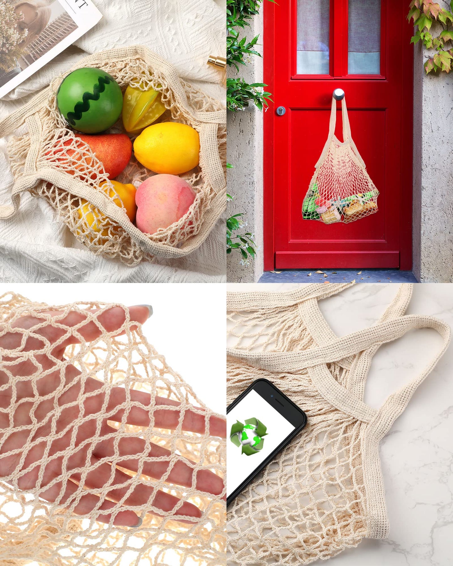 Eccliy 12-Piece Reusable Cotton Mesh Grocery and Produce Bags