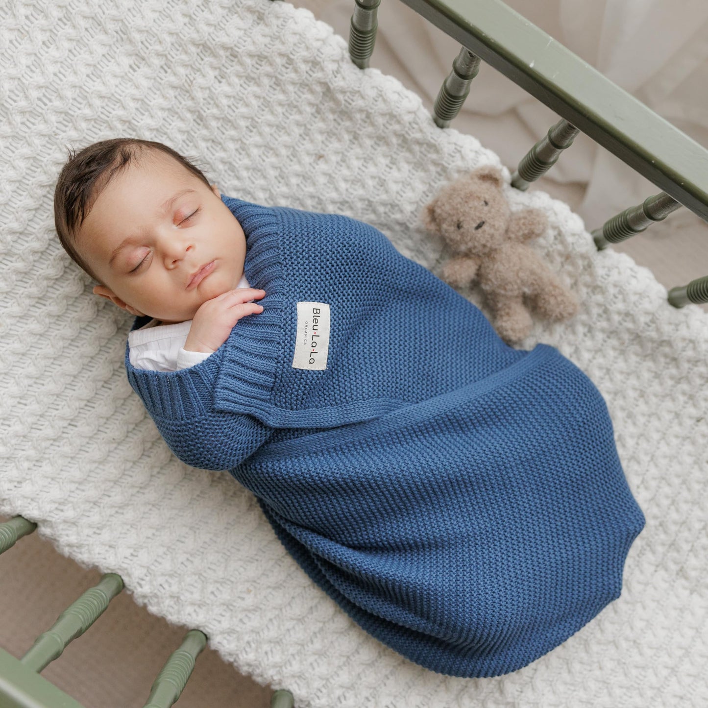 Bleu La La Heritage Knit Blanket: 100% Organic Cotton Luxury