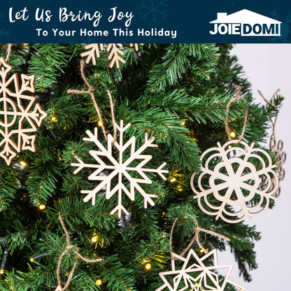 36 Pcs Natural Wood Snowflake Ornaments: Non-Toxic, Child Safe DIY Embellishments for Christmas