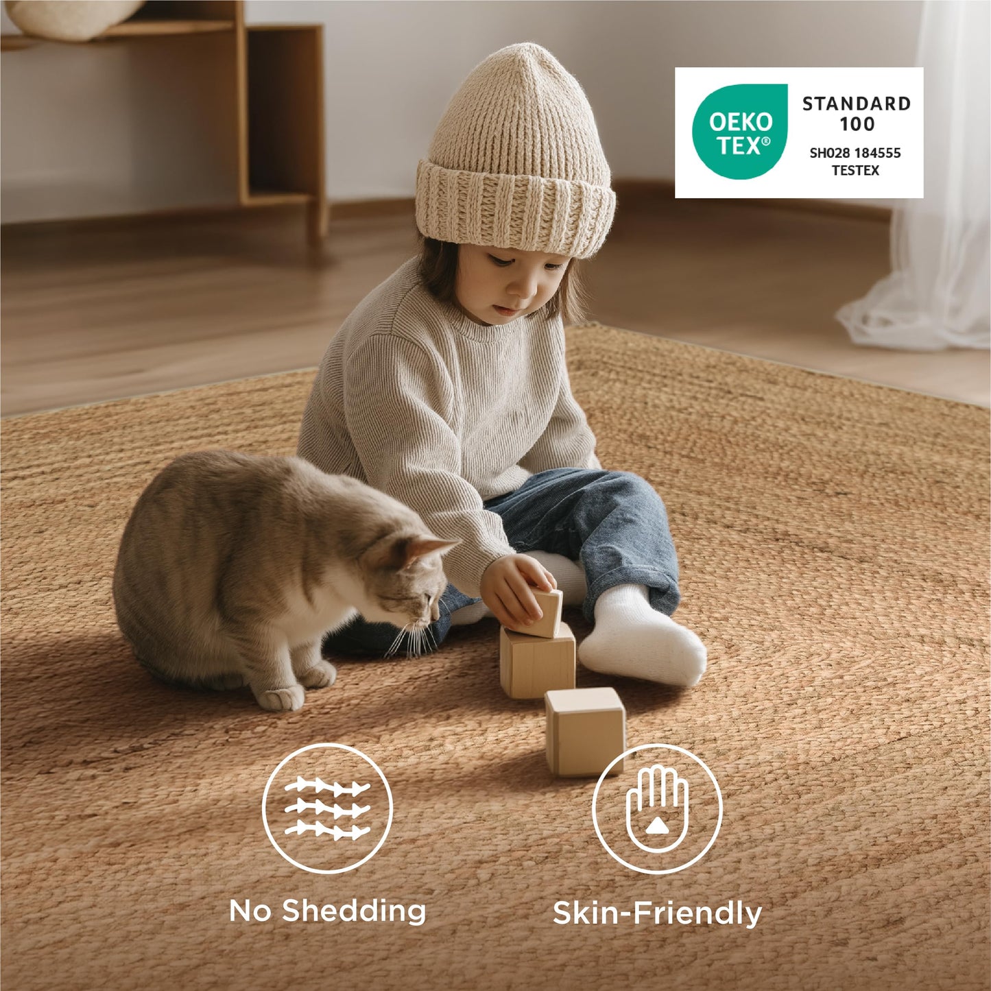 Bedsure OEKO-TEX Certified Machine Washable Faux Wool Area Rug
