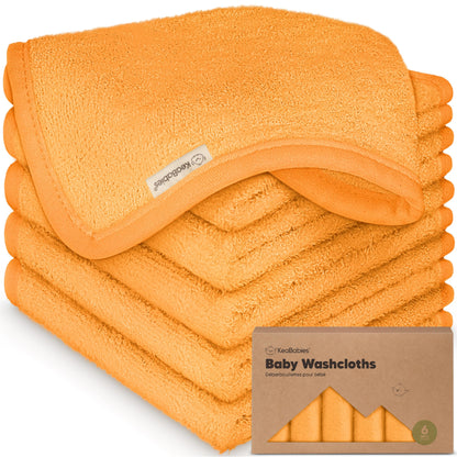 KeaBabies Bamboo Washcloths: 500GSM Ultra-Soft 6-Pack