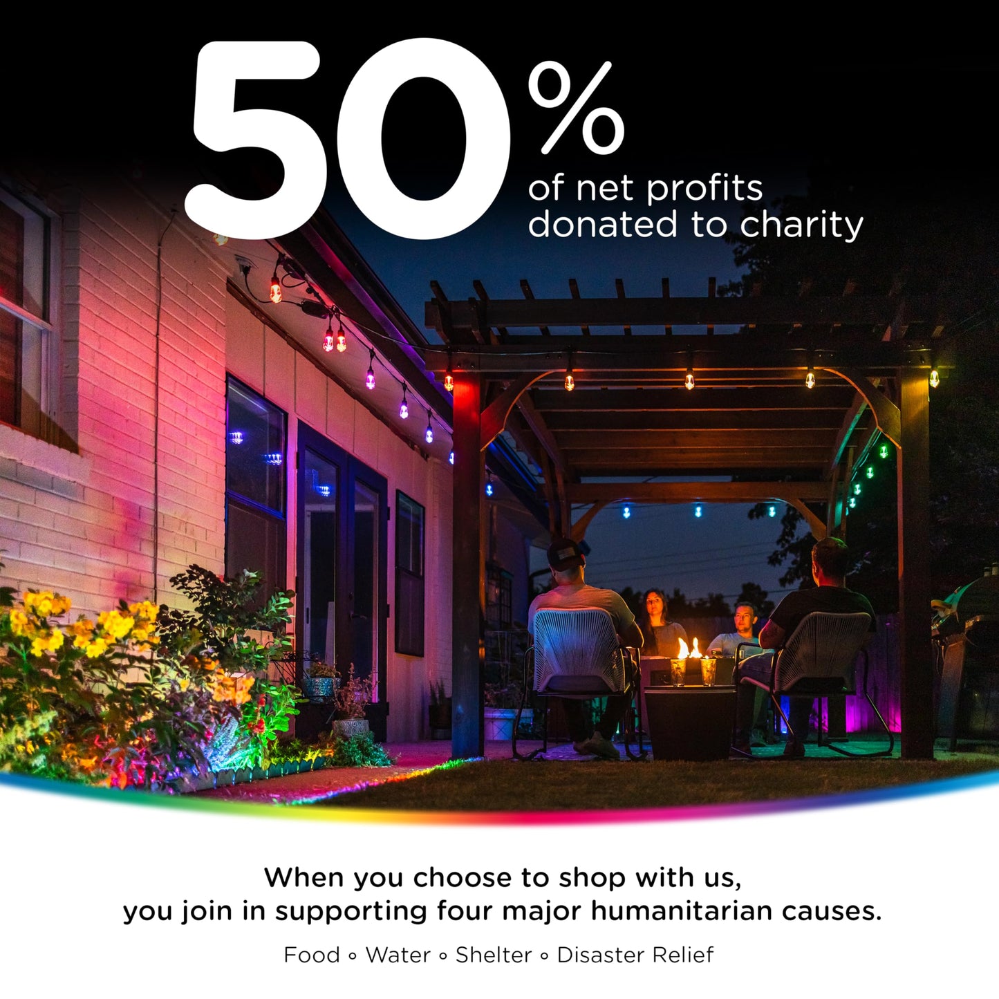 Enbrighten Lifetime LED String Lights: 48ft, Impact-Resistant Acrylic Bulbs, 80% Energy Savings