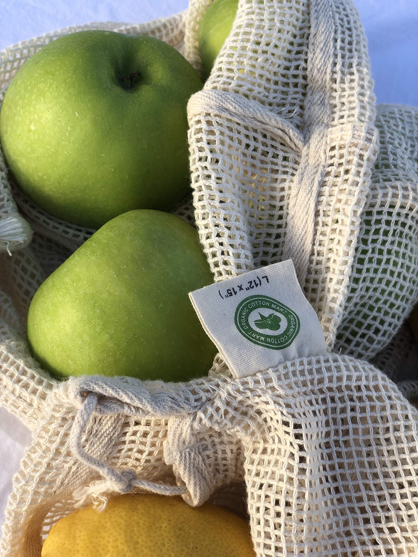 Reusable 100% Organic Cotton Mesh Produce Bags-Toxin-Free, Plastic-Free Double-Stitched