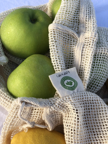 Reusable 100% Organic Cotton Mesh Produce Bags-Toxin-Free, Plastic-Free Double-Stitched